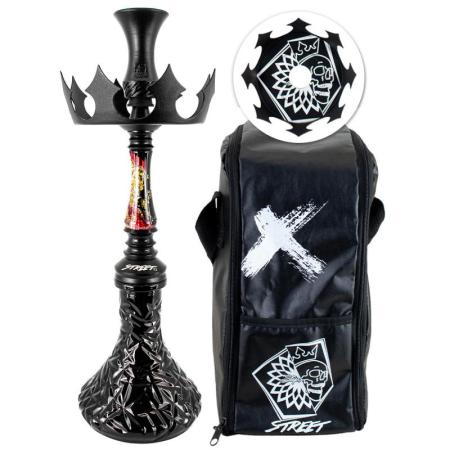 Narguile Street Styx e Nayb Completo Resina Preto e Vermelho Ouro II
