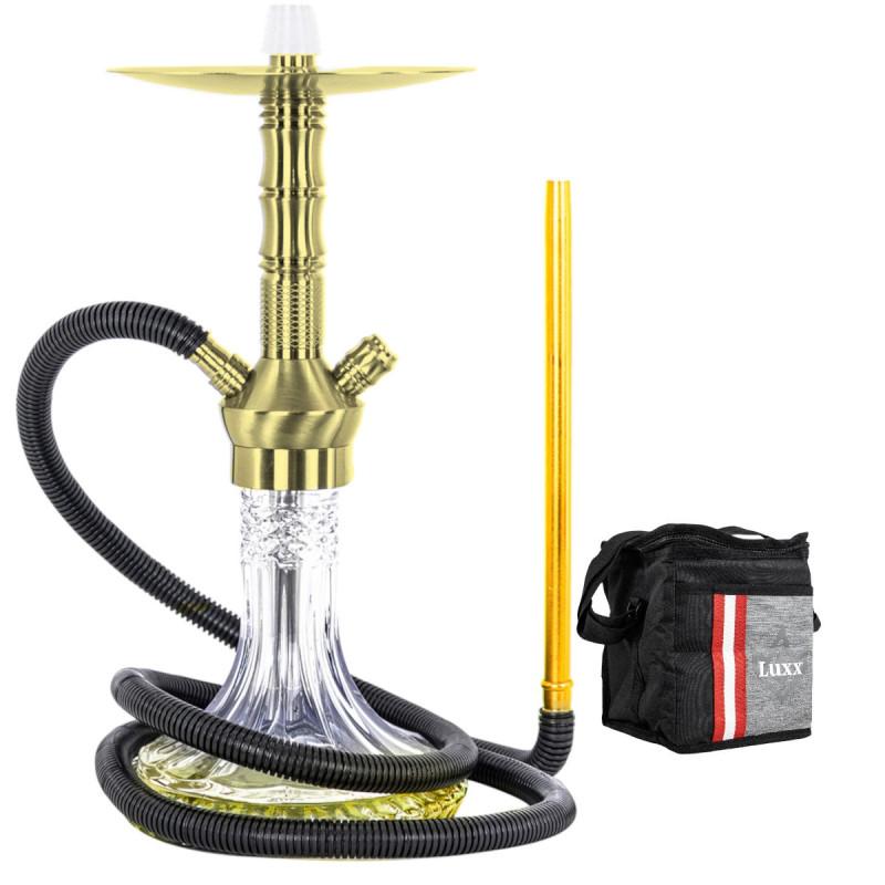 Narguile Médio Luxx Completo MS-273 Dourado + Bolsa